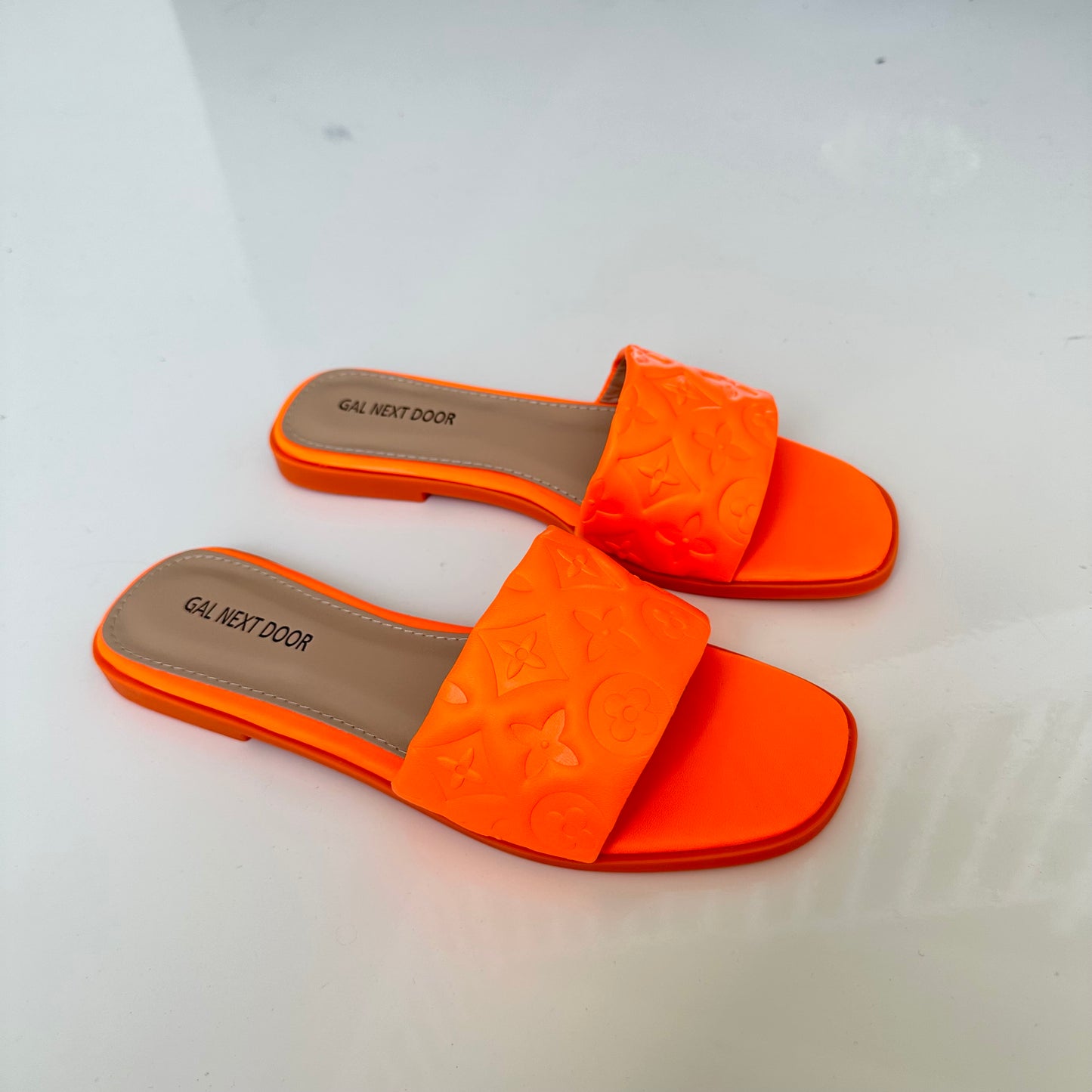 Jumeirah- Orange Floral Embossed Sandals