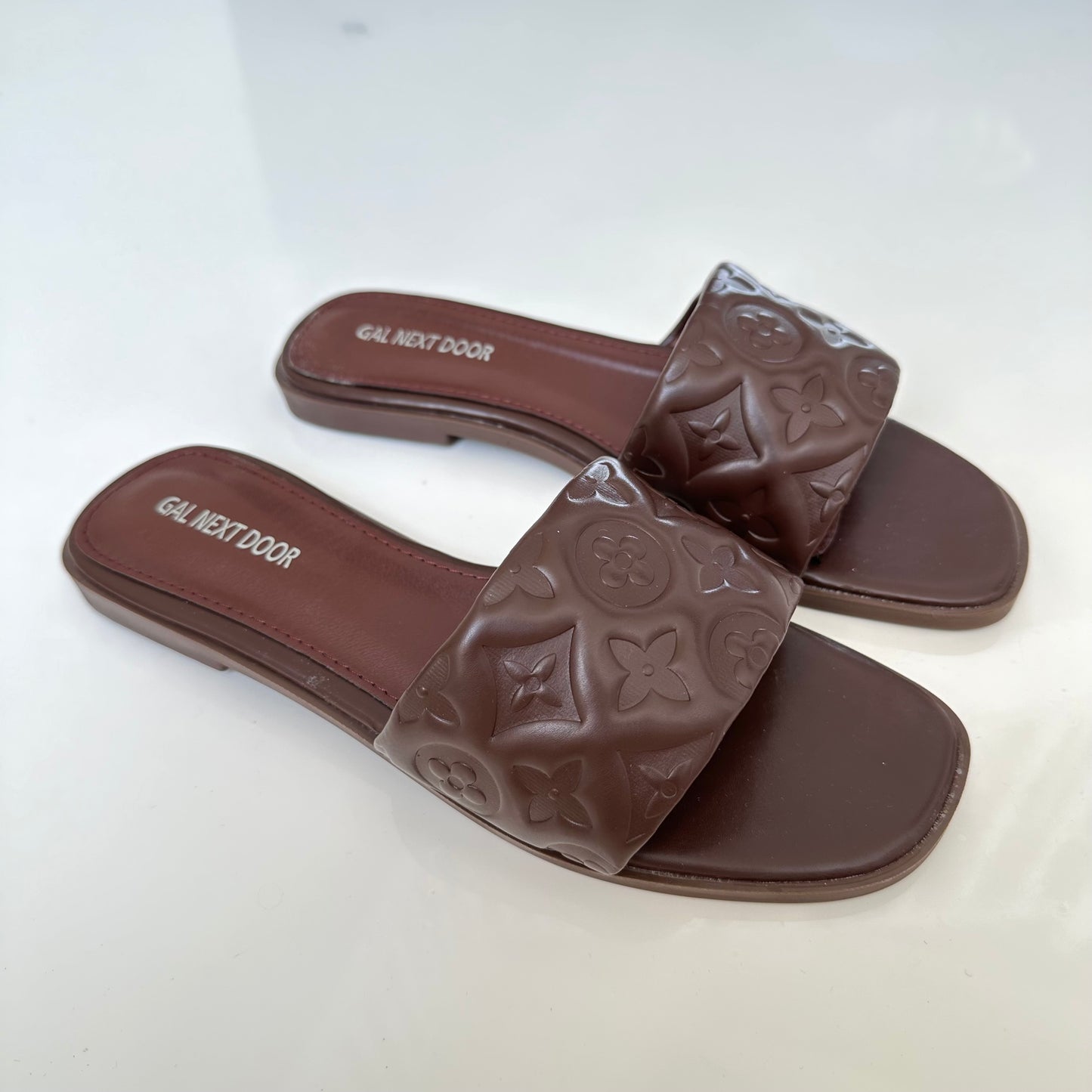 Jumeirah- Brown Floral Embossed Sandals