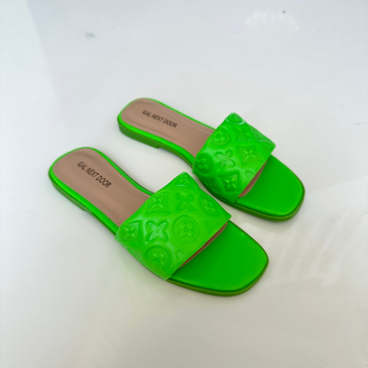 Jumeirah- Green Floral Embossed Sandals