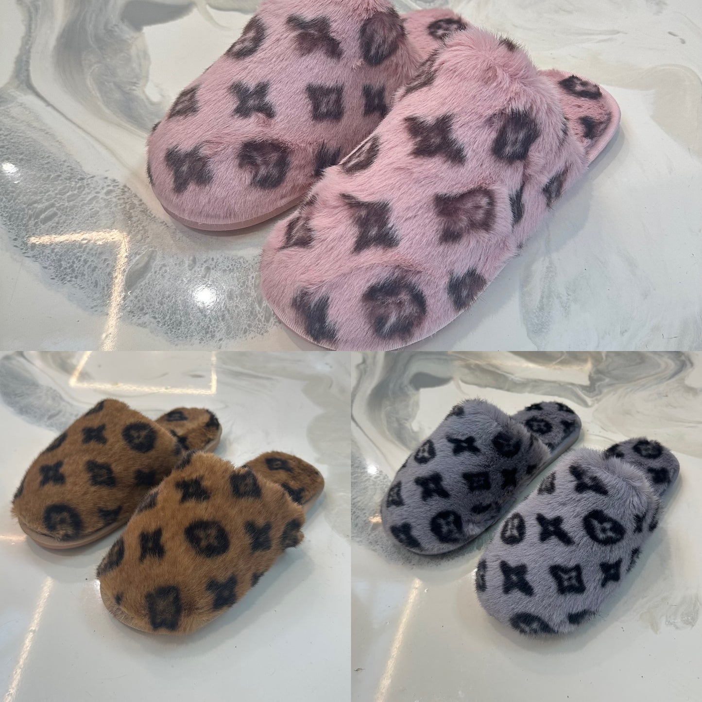 Ari - Printed Fluffy Slippers