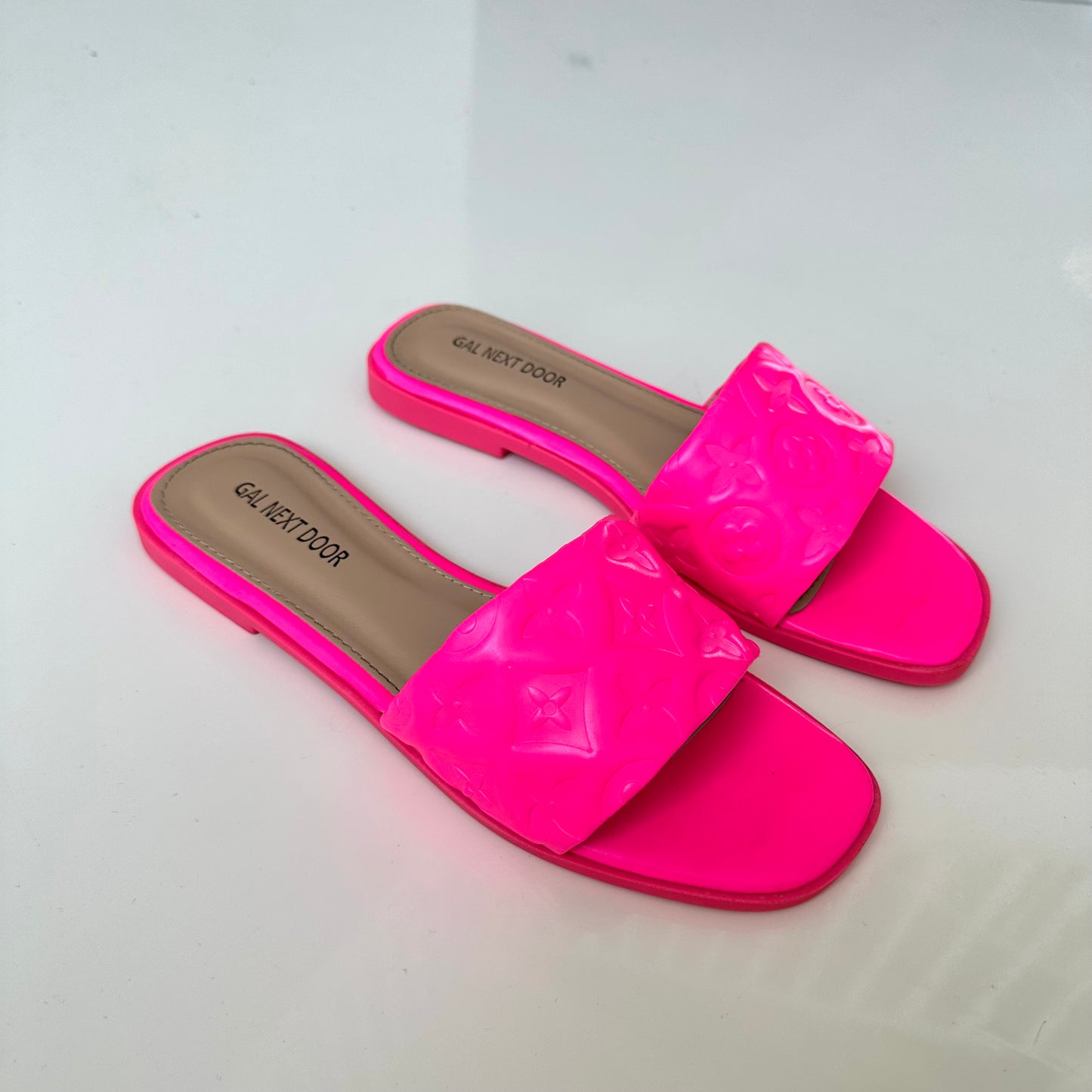 Jumeirah- Pink Floral Embossed Sandals