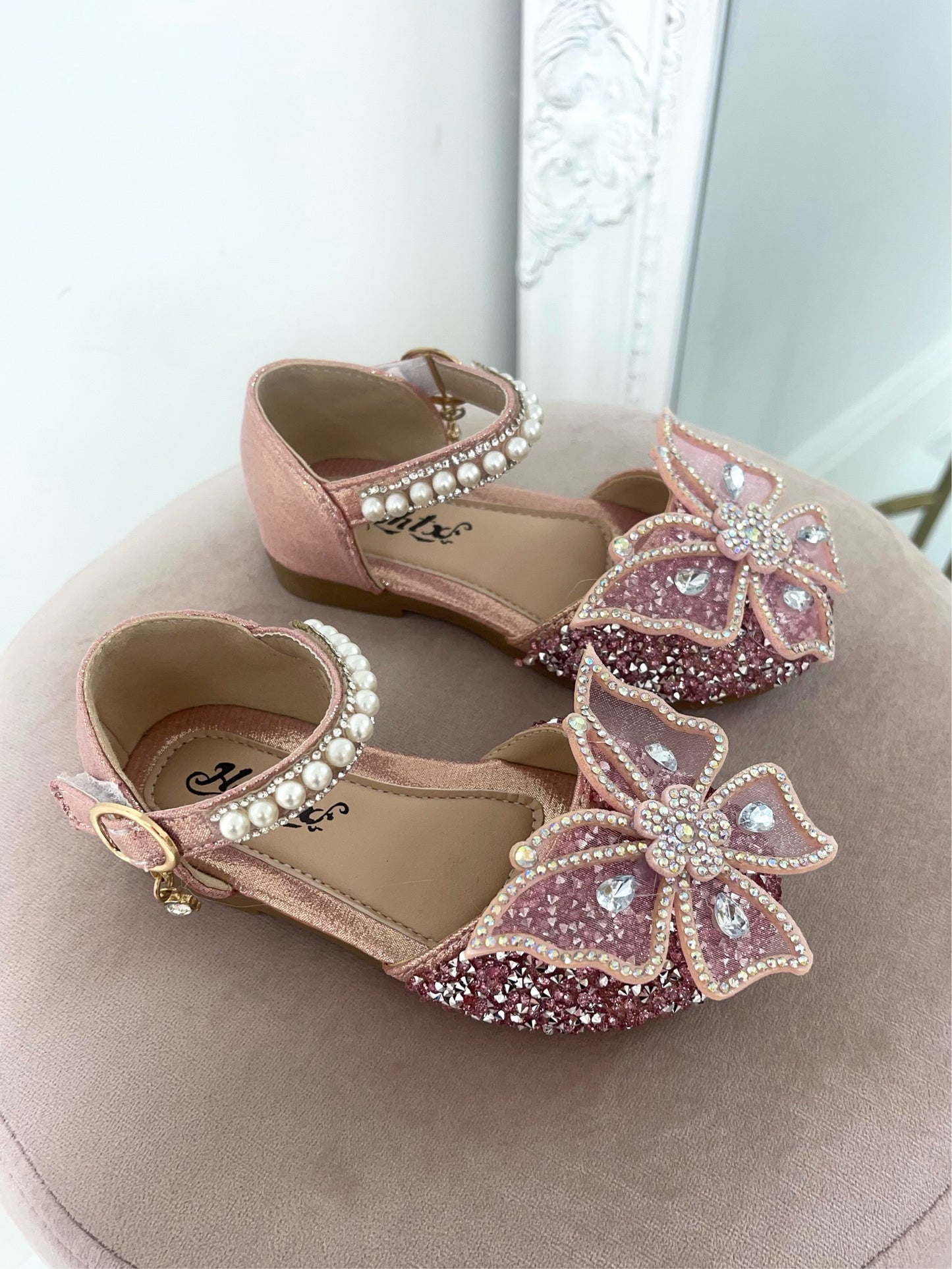 Baby Angel - Pink Blingy Butterfly Strap On Shoes