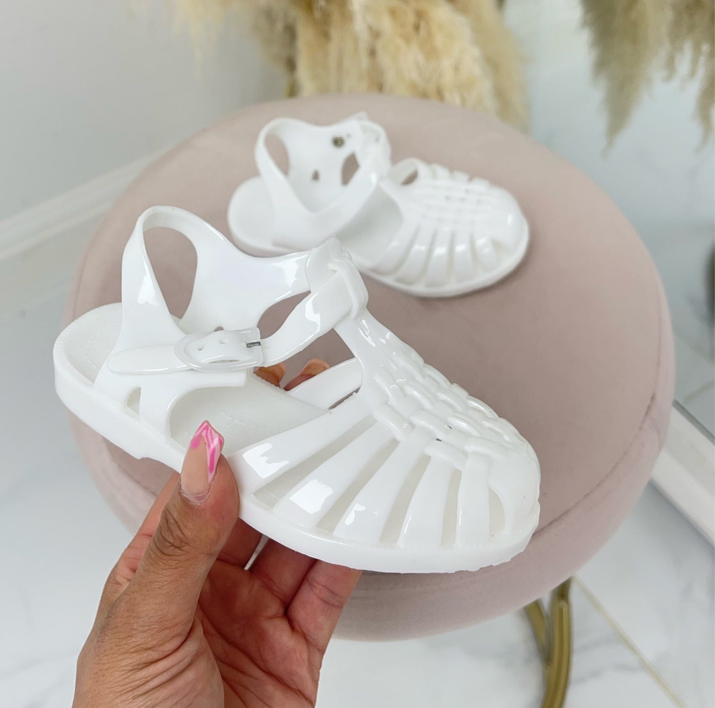 Baby Bella - White Kids Jelly Strap On Sandals