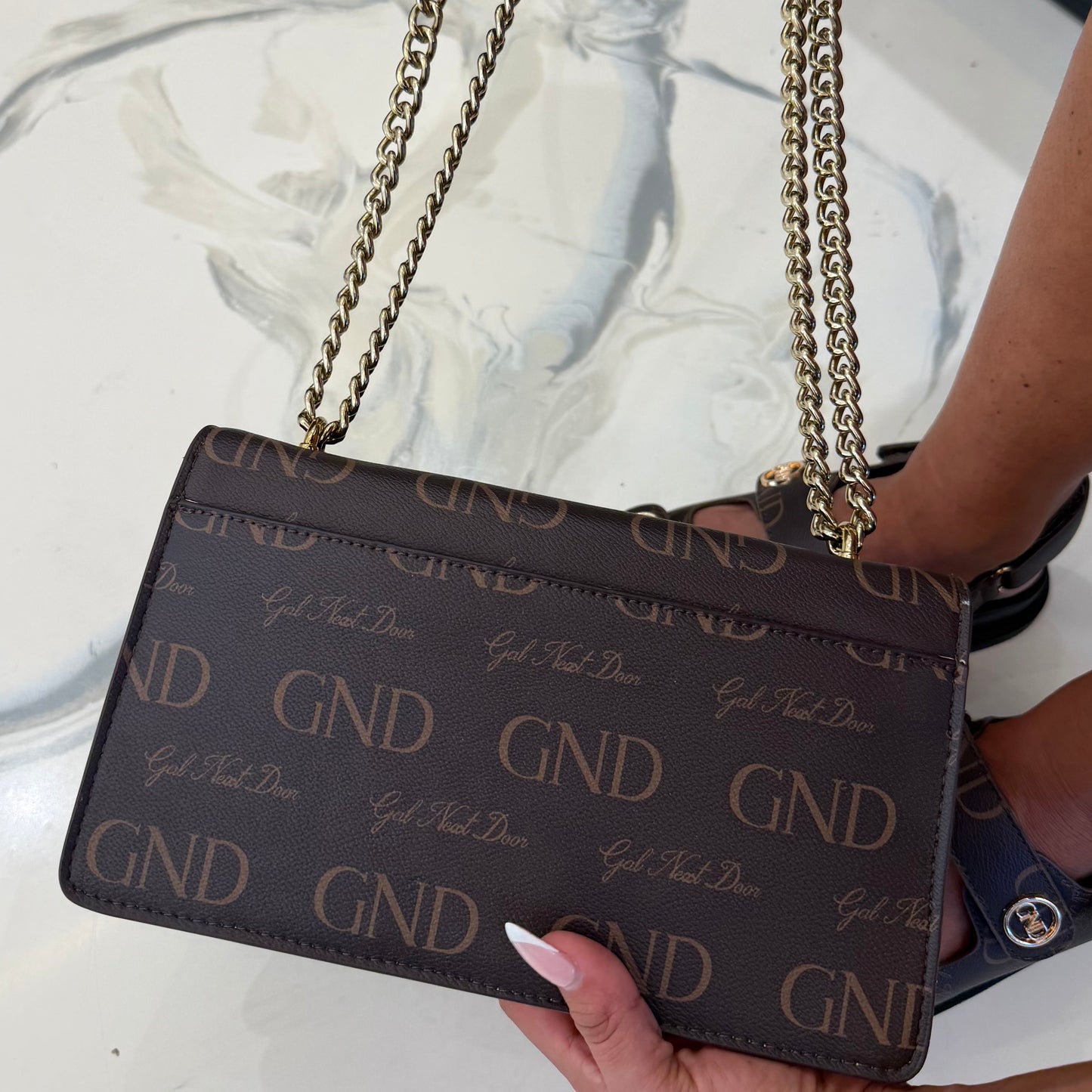 GND Brown & Tan Long Chain Crossbody / Shoulder Bag