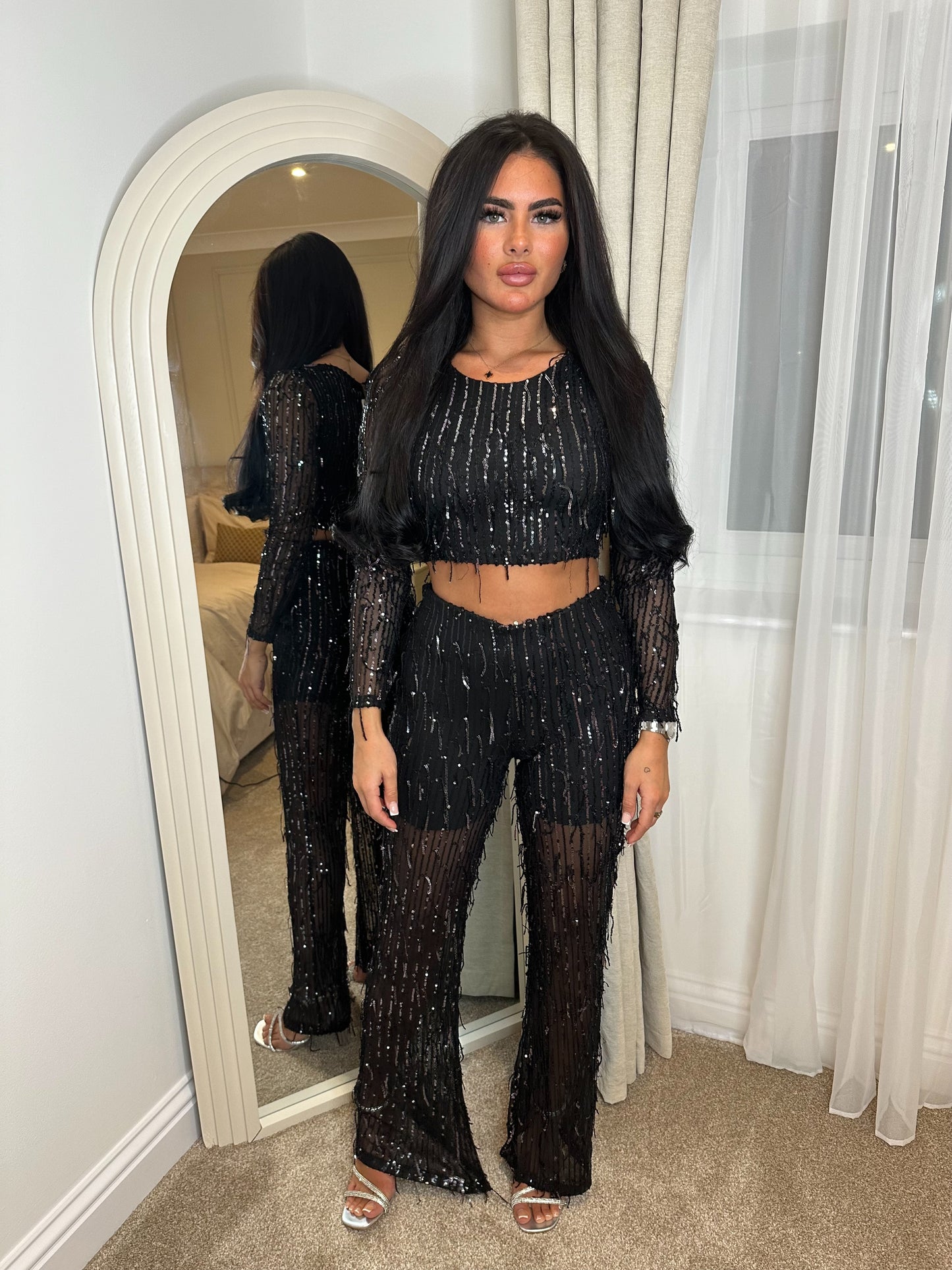 A Glittery Tassel Two Piece Trousers & Top